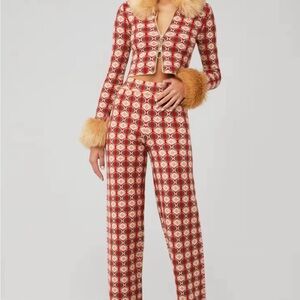 Show Me Your MuMu Zermatt 2-Piece Sweater Set, Brown Geo Jacquard